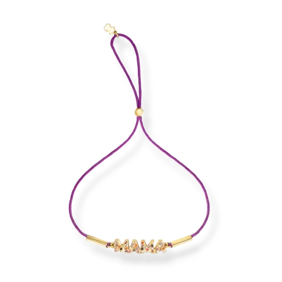 New! Cord TOUS Crossword Mama Mama bracelet with gemstone. Purple - Picture 1 of 2